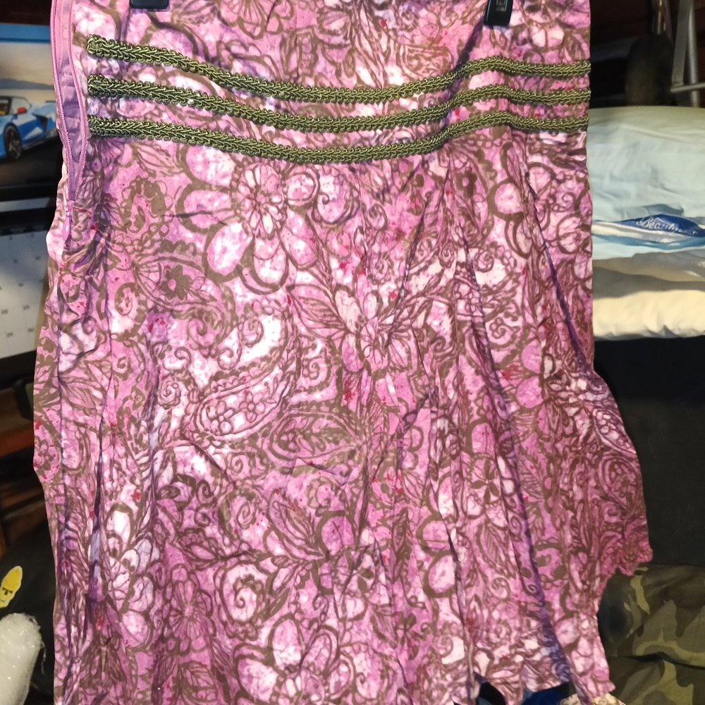 Vibrant Pink and Brown Floral Skirt
